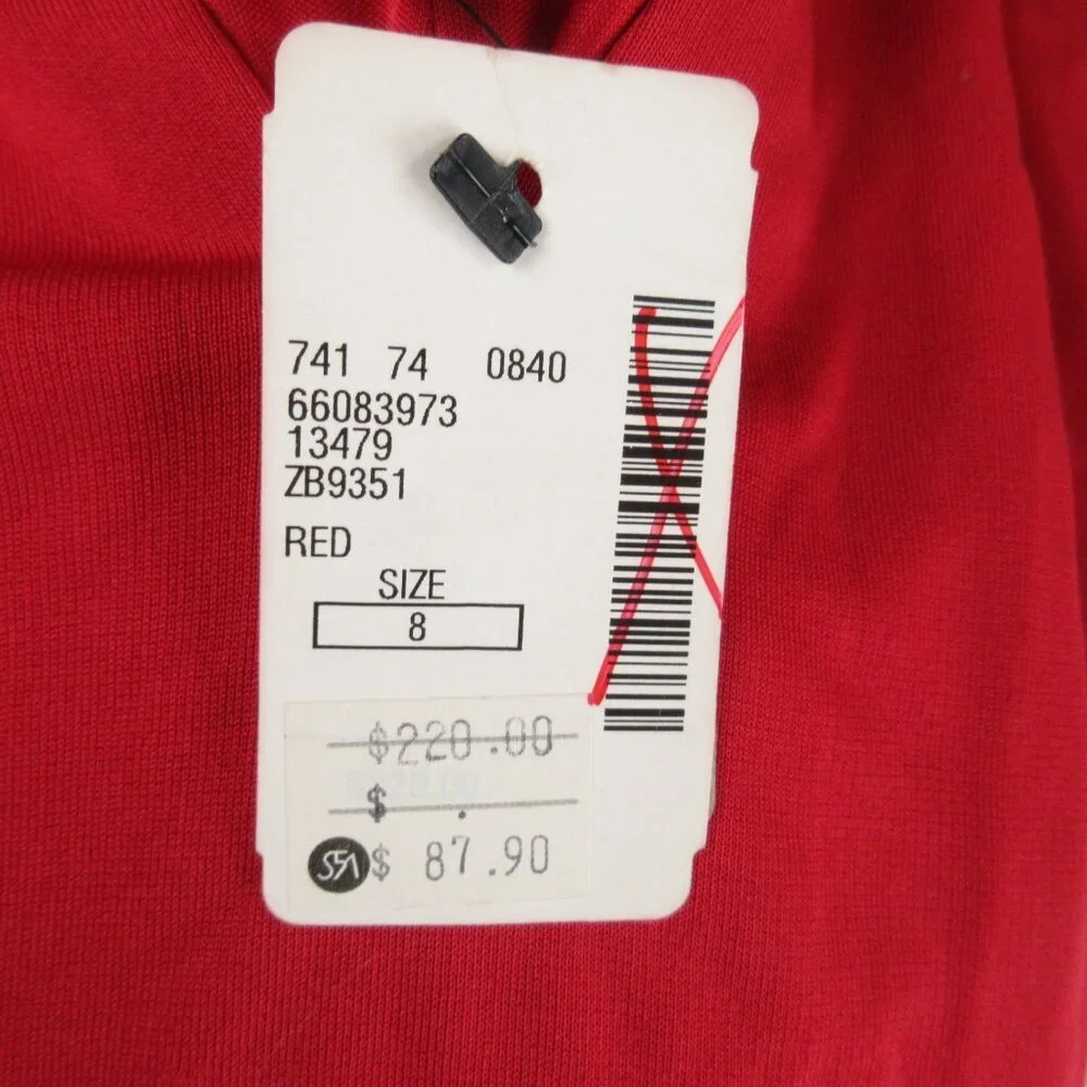 David Meister Backless Red Halter Dress Size 8 Stretch Jersey Maxi - Picture 3 of 13